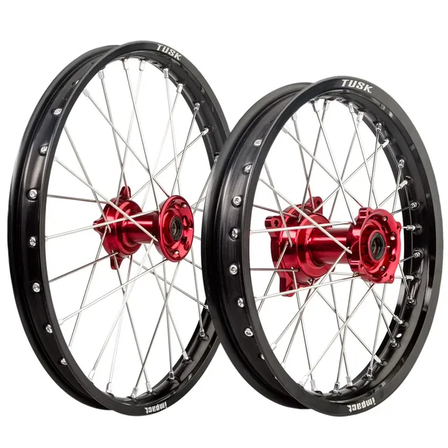 Wheel black silver red