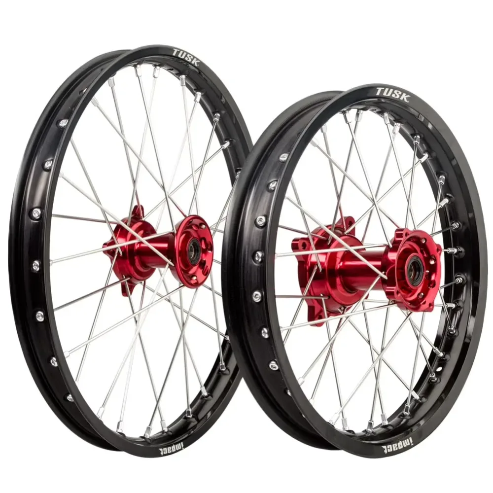Wheel black silver red
