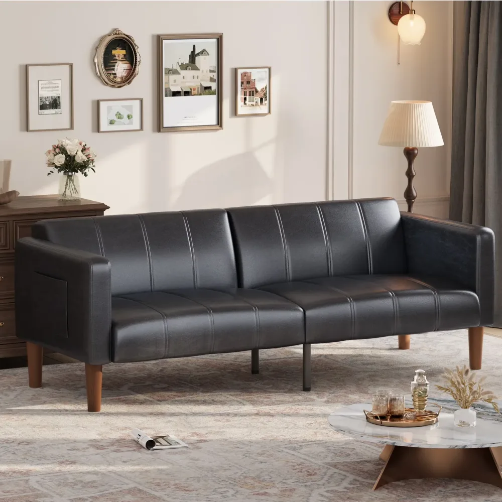 Sofa Bed adjustable black 28.7"