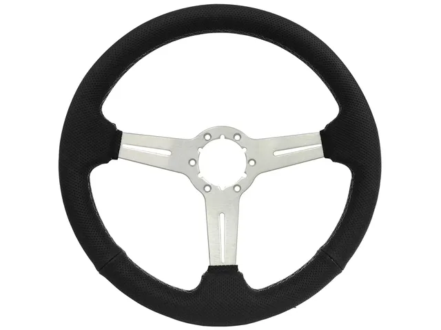 Leather Steering 14 inch 2.5 inch black