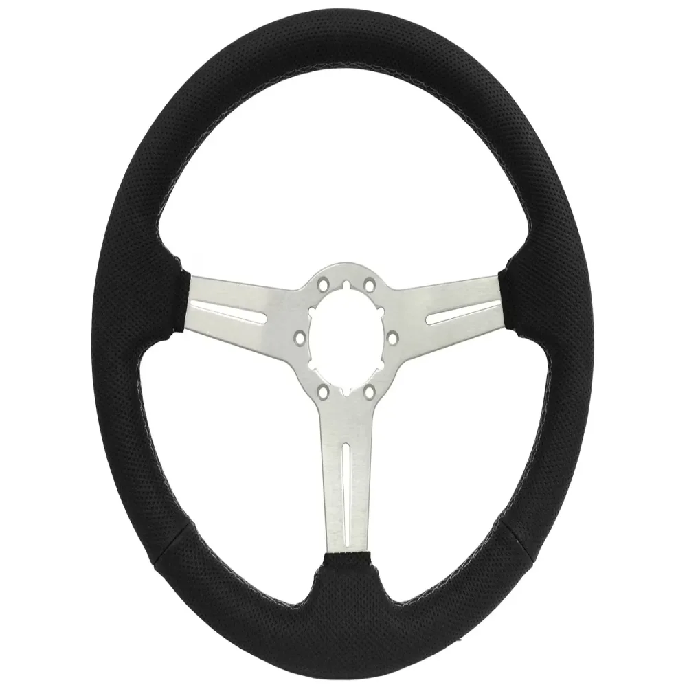 Leather Steering 14 inch 2.5 inch black