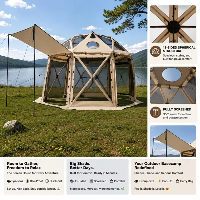 Screen Tent 8-10 persons beige 12 ft