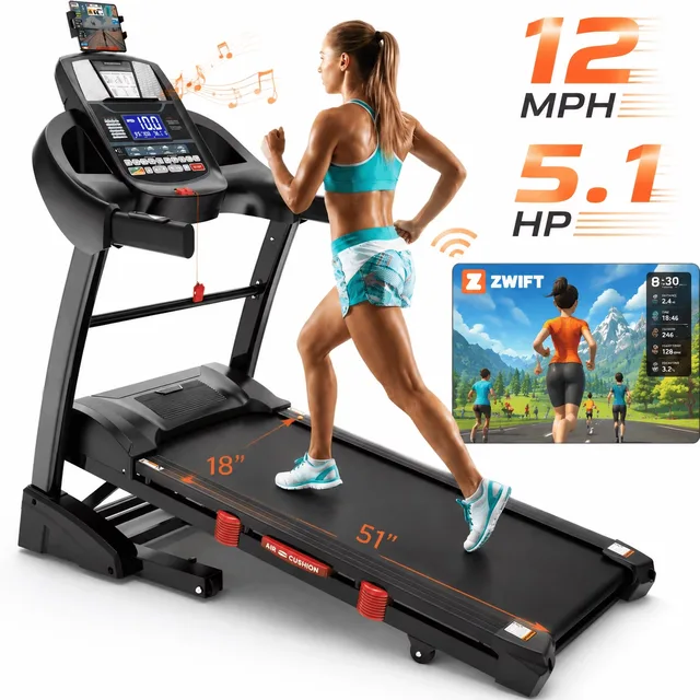 Incline Treadmill 300lbs 5.1hp led