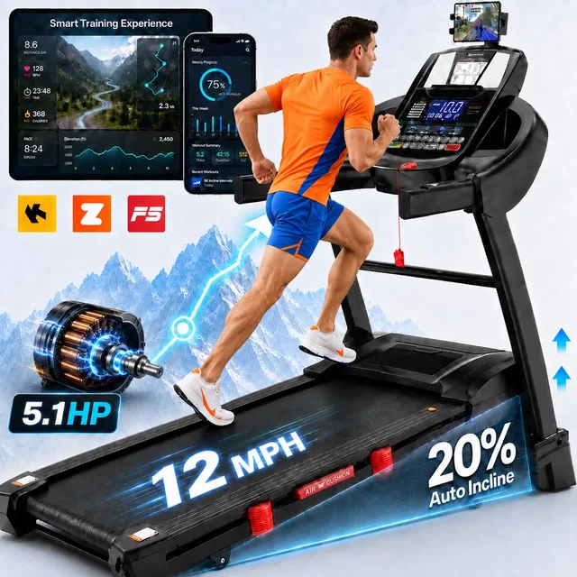 Folding Treadmill 5.1hp 400 lb 51'
