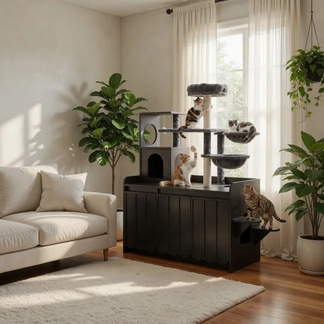 Litter Box 50.6" white black