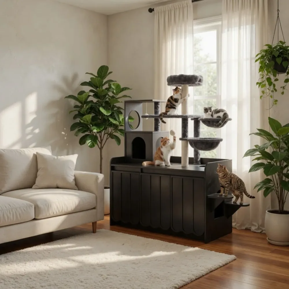 Litter Box 50.6" white black