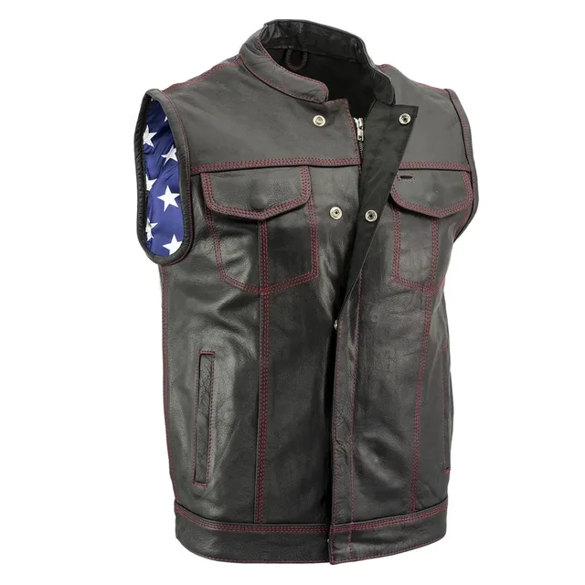 Leather Motorcycle black red 1.2-1.3mm