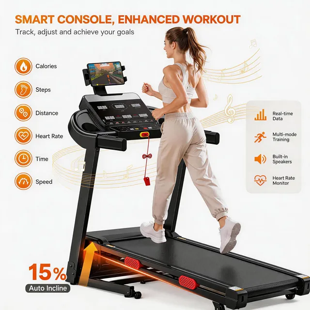 Treadmill 3.8hp 300lbs portable