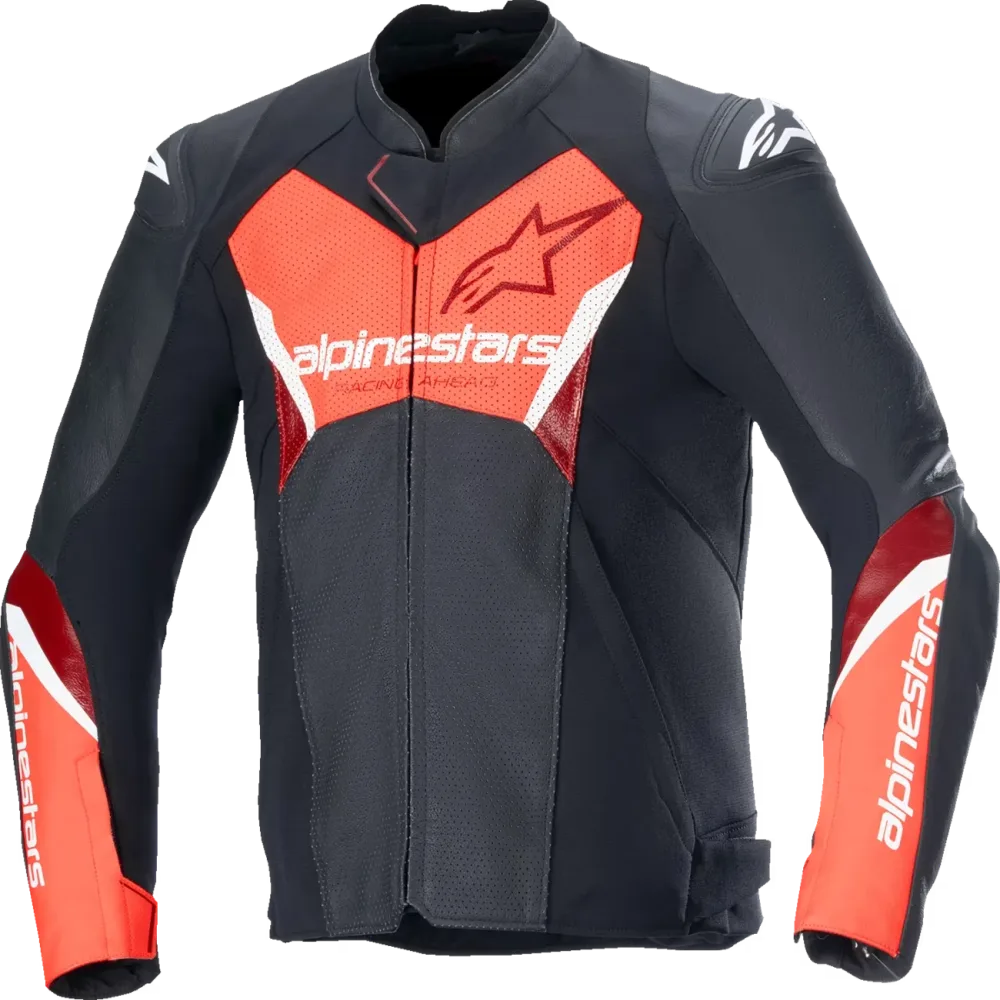 Leather Jacket black red
