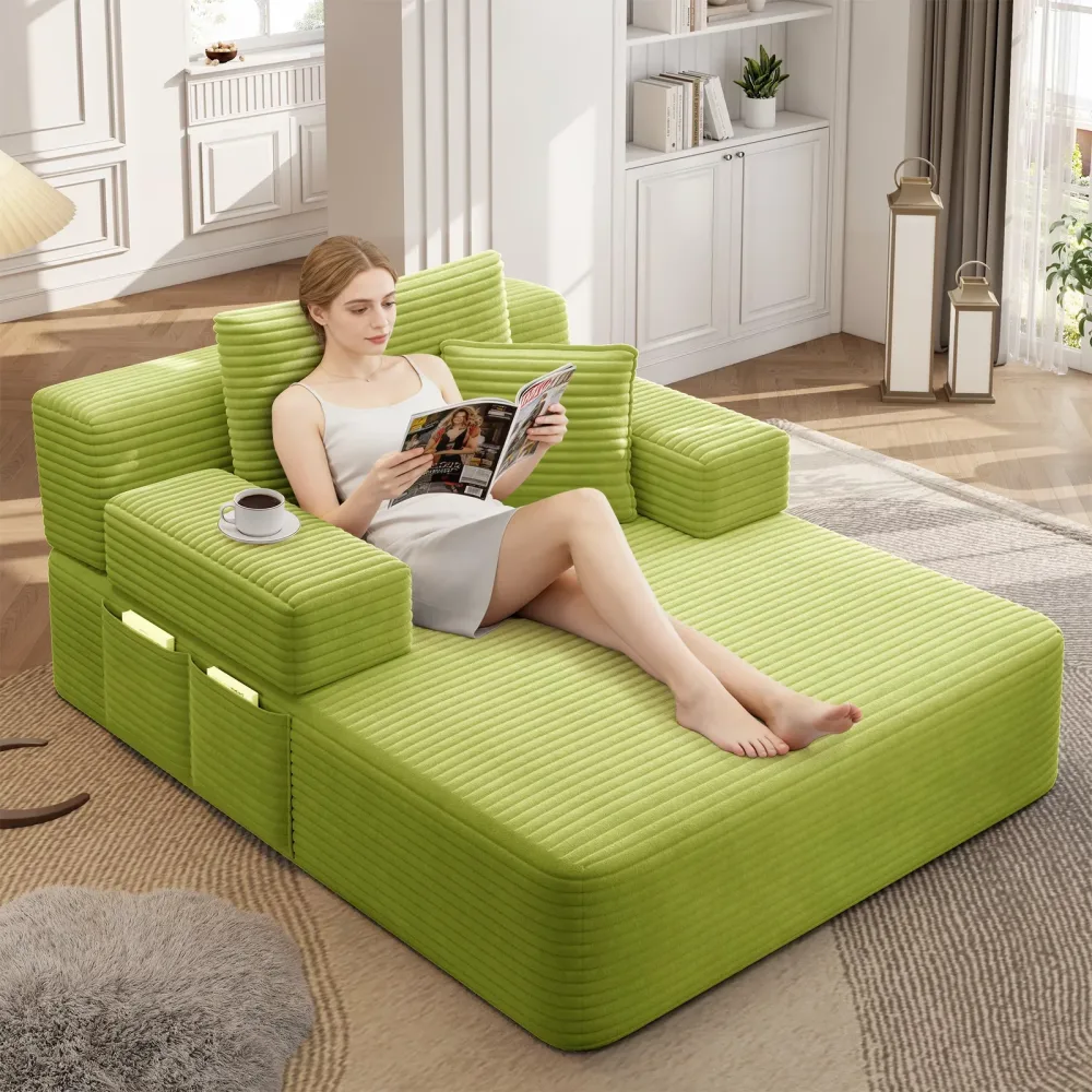 Bed adjustable gray green