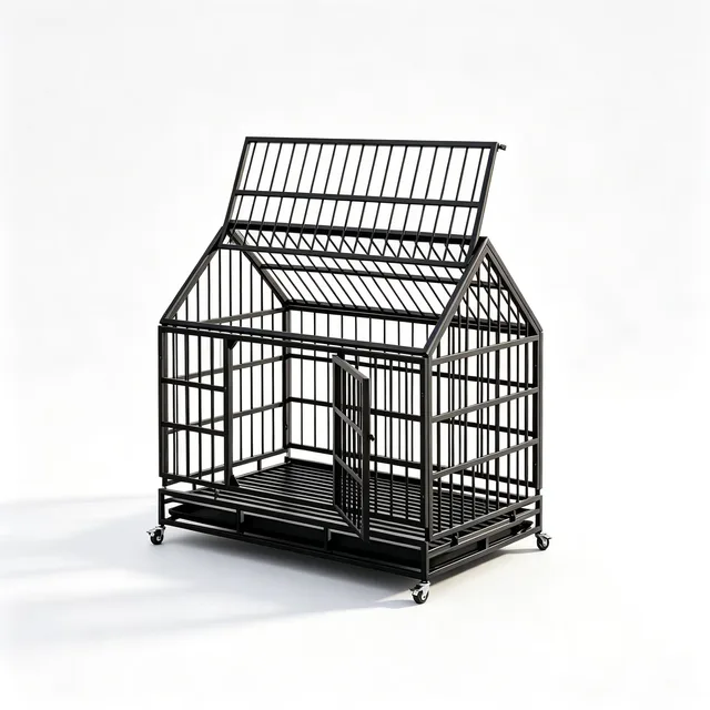 Dog Crate foldable locking black