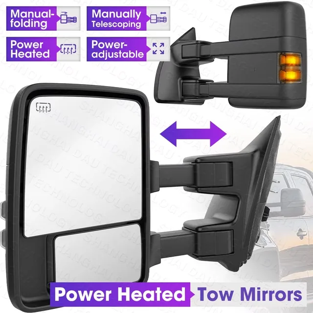 Mirror led telescoping foldable