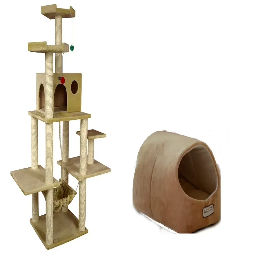 Cat Bed 72 inch beige brown