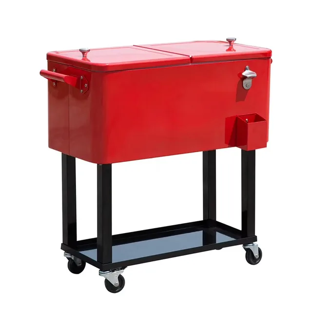 Cooler Cart red 80 quart 20 gallon