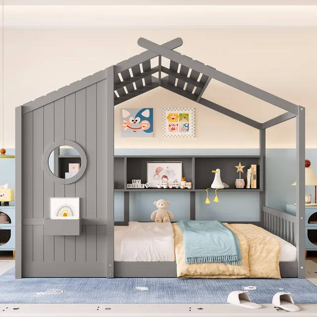 House Bed gray 77.75" 57"