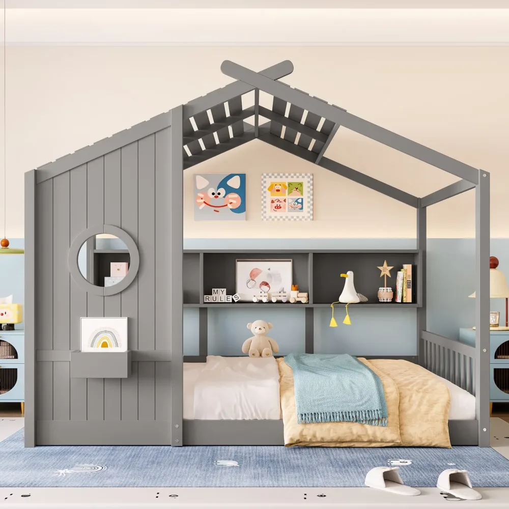 House Bed gray 77.75" 57"