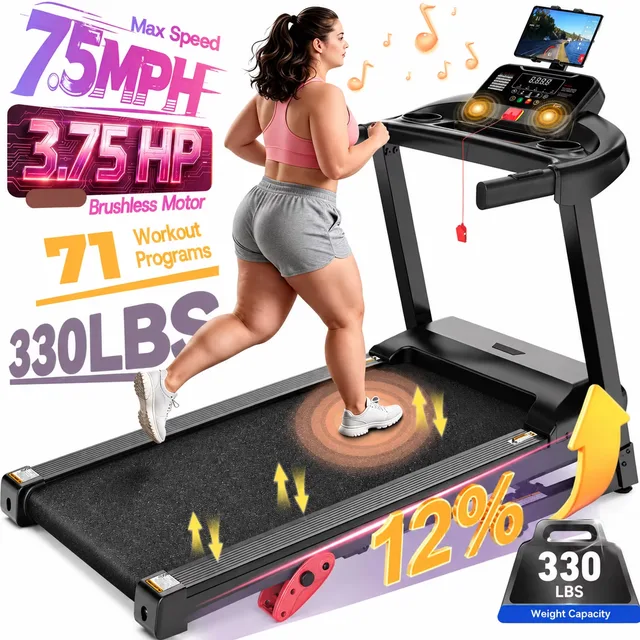 Treadmill 3.65hp 320lb foldable