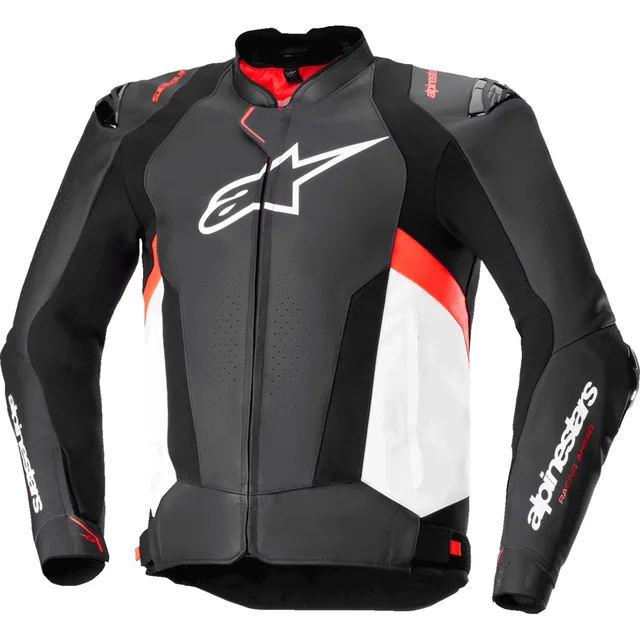 Leather Jacket black white red
