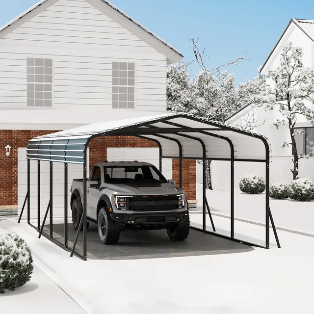 Metal Carport 20 ft gray 2"