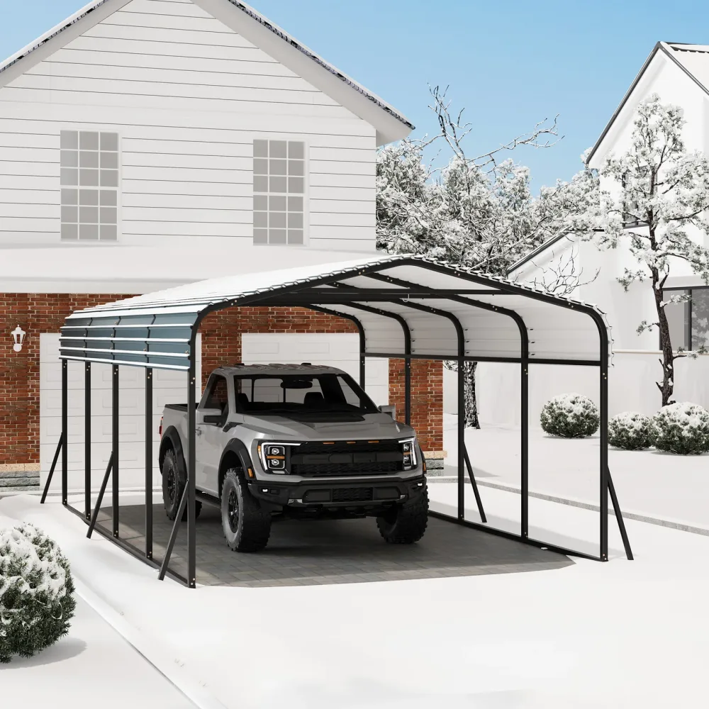 Metal Carport 20 ft gray 2"