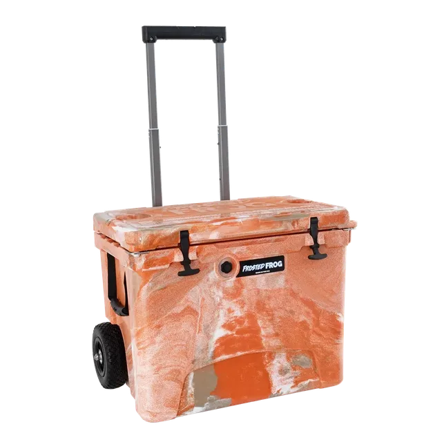 Wheeled Cooler 60 quart telescoping orange