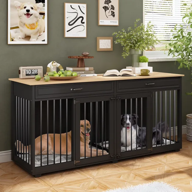 Dog Crate 72.4" black 6 inch