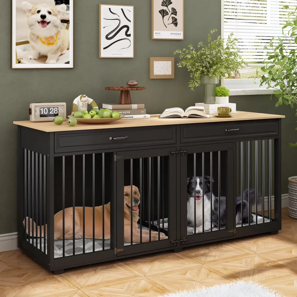Dog Crate 72.4" black 6 inch