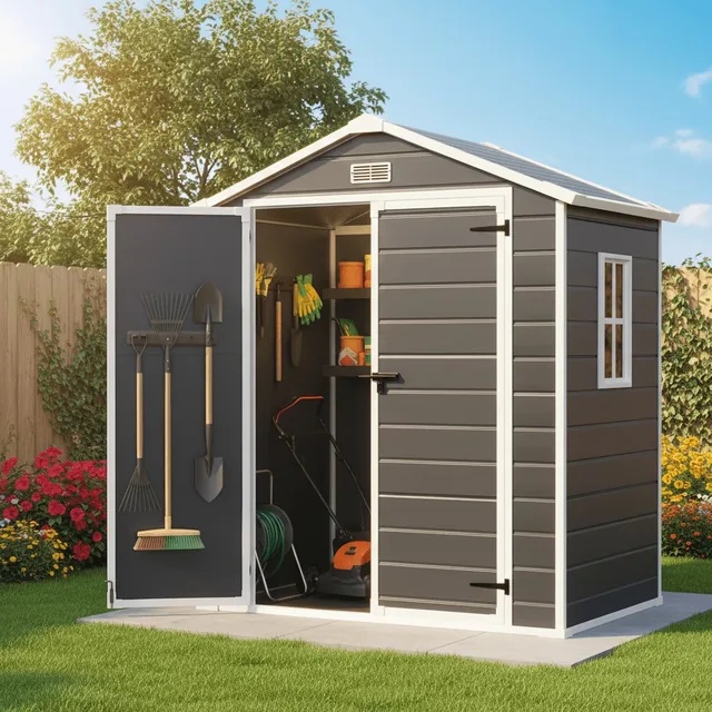 Garden Shed 4.4ft gray 82.7 inches