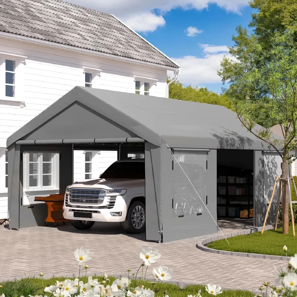 Carport portable gray 0.8 mm