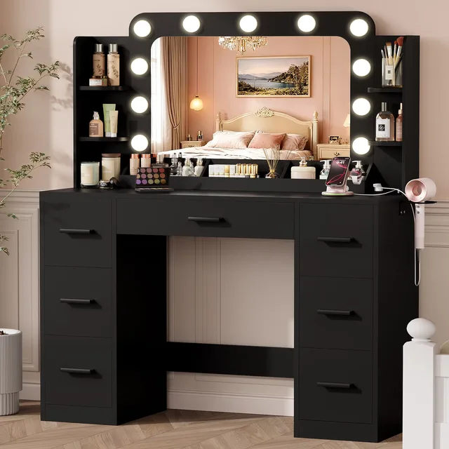 Vanity Desk white black 17"