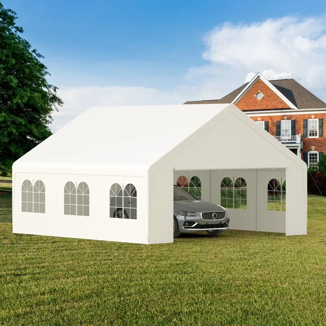 Carport 20' white 0.7 mm