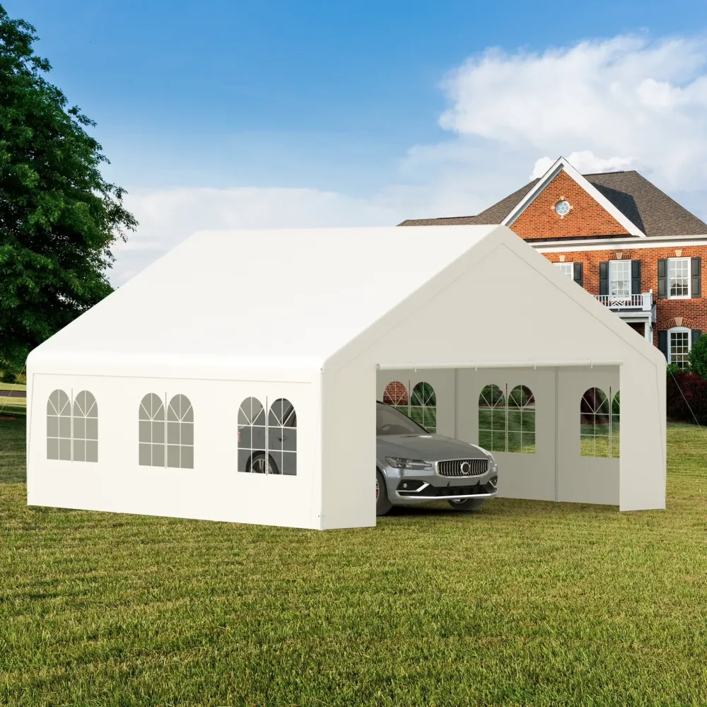 Carport 20' white 0.7 mm