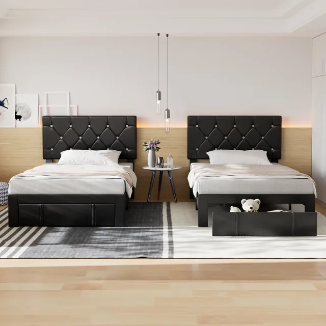 Bed Frame black 39.4" 45.3"