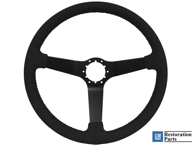 Leather Steering 14 inch 3 inch black