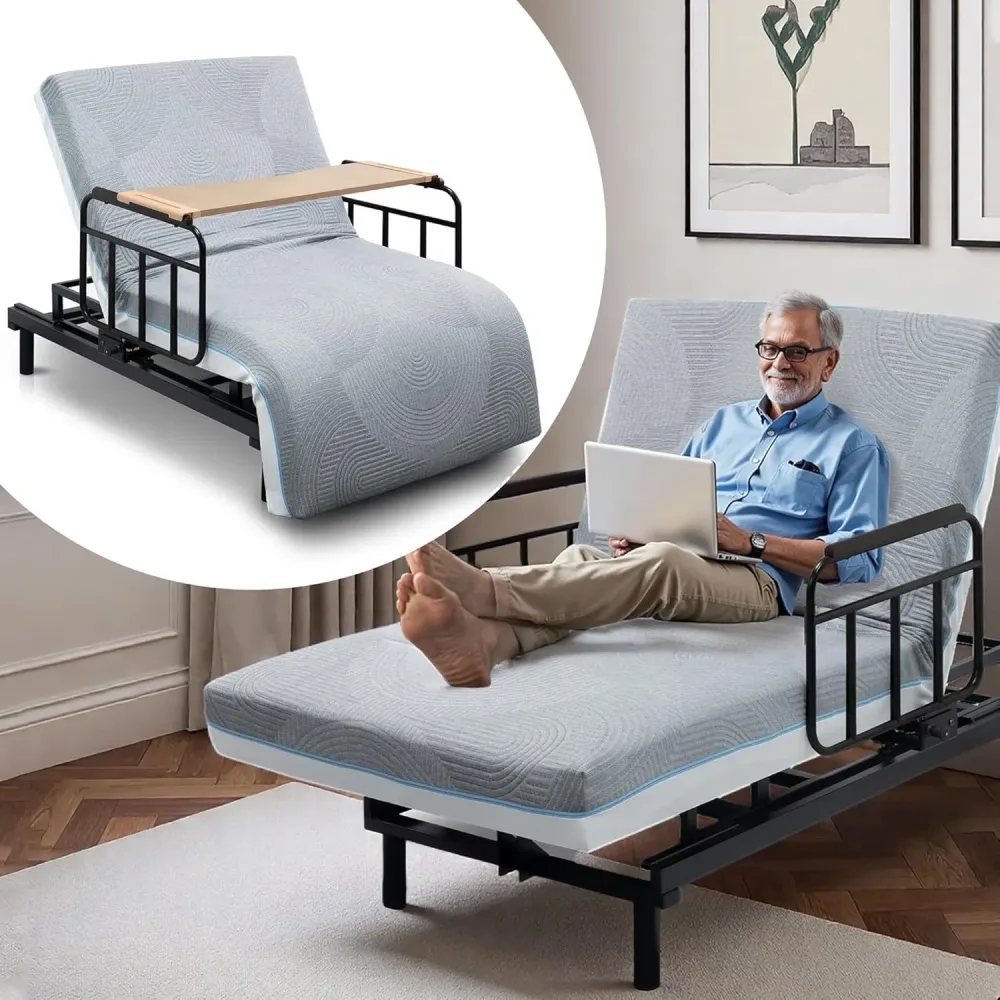 Bed adjustable foldable gray