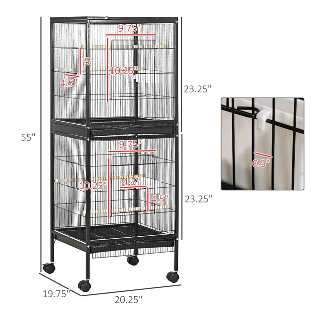 Bird Aviary 1.7 ft 55" black