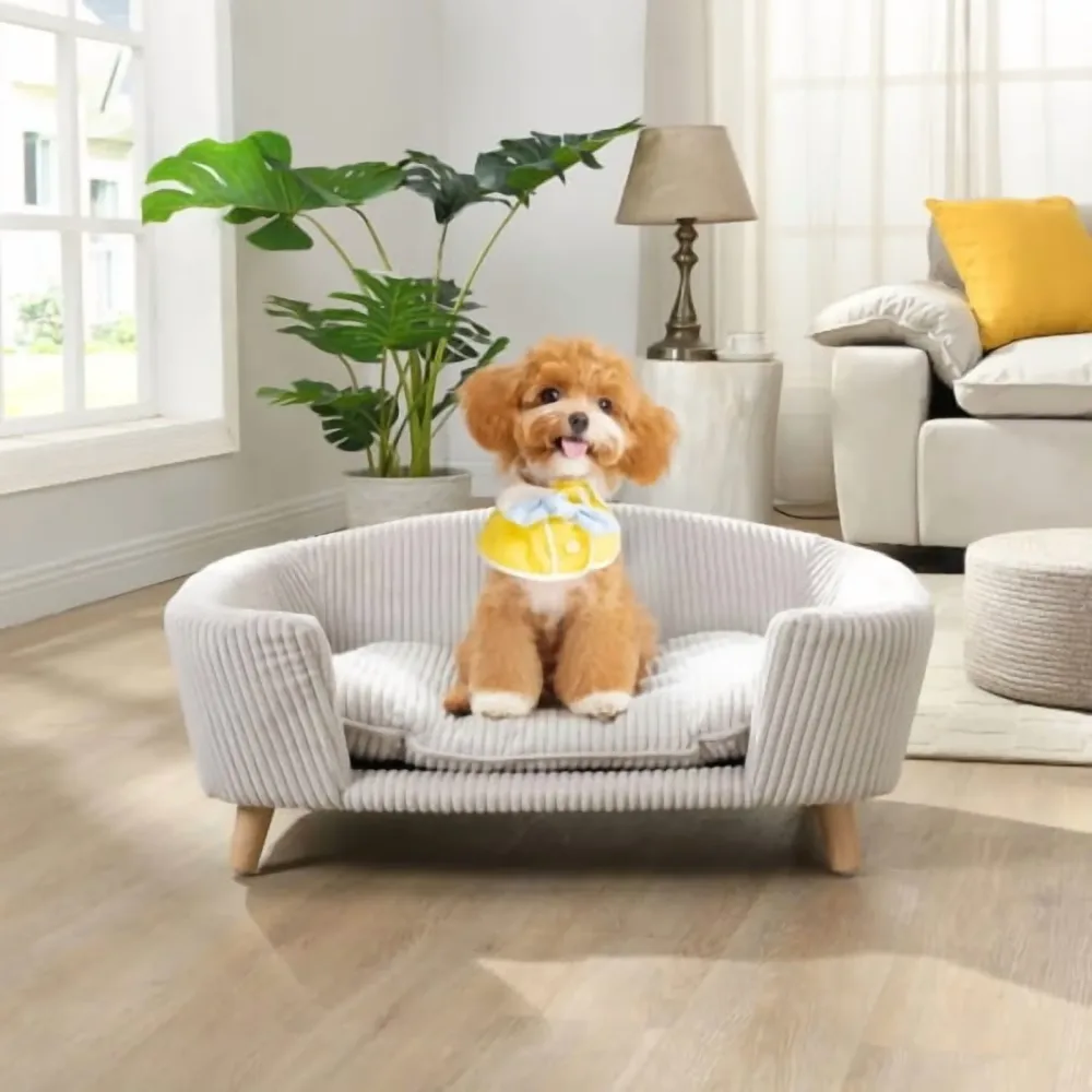 Dog Bed beige gray 40 lbs