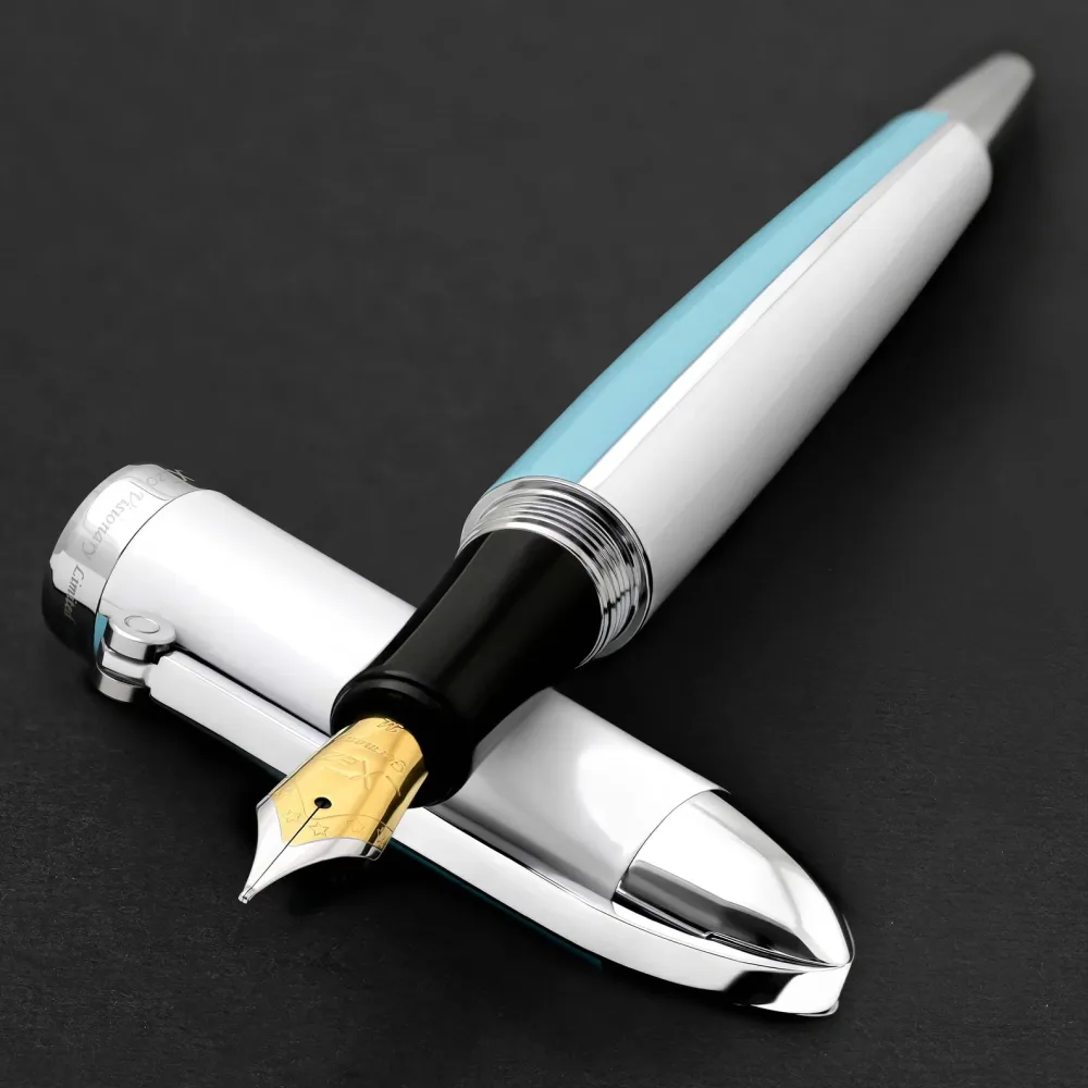 Fountain Pen blue white 0.5 mm