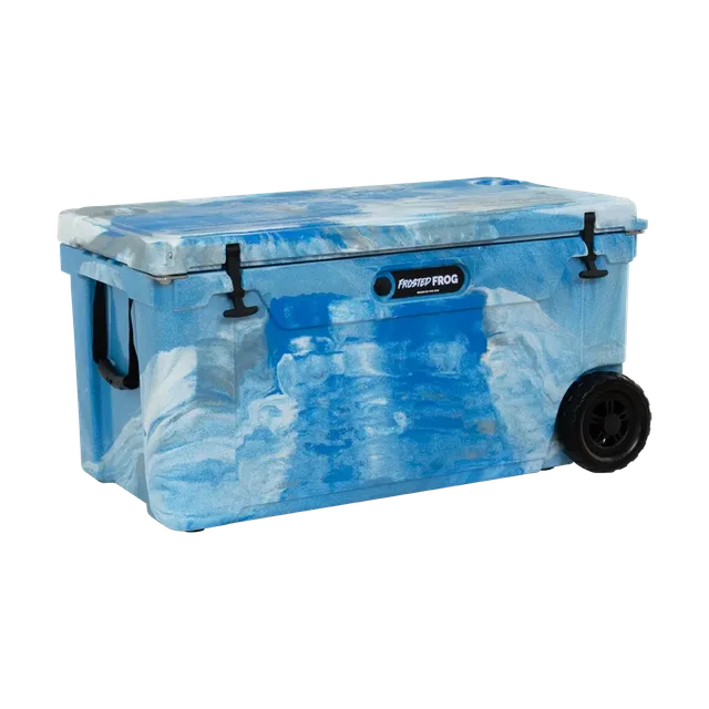 Rolling Cooler 110 quart blue gray