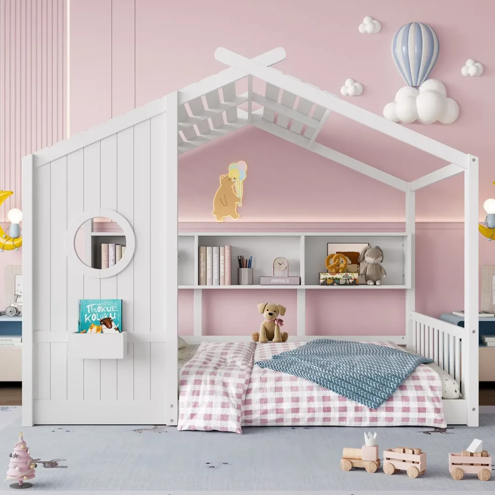 House Bed white 77.75" 57"