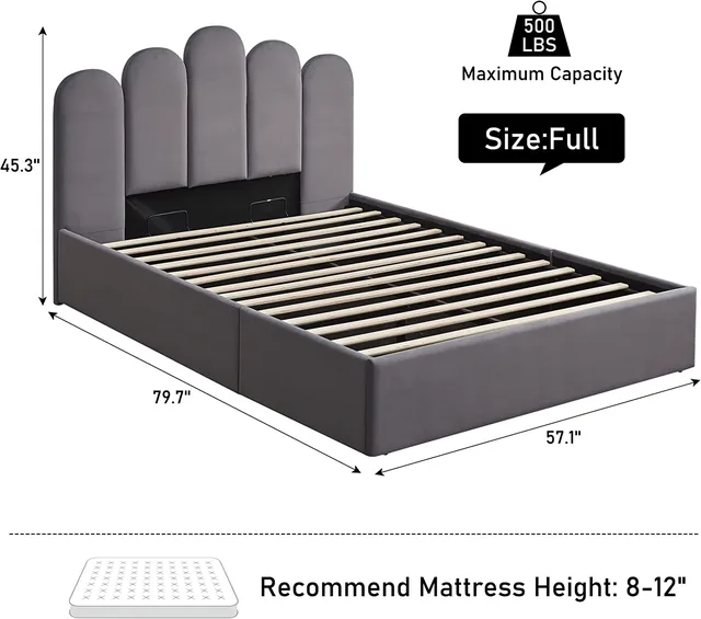 Queen Bed grey 83.26" 63.38"