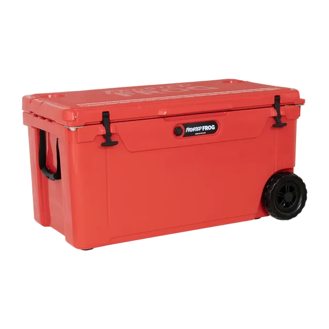 Rolling Cooler 110 quart red heavy-duty
