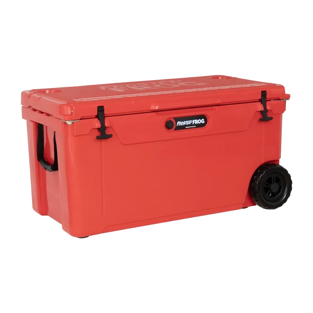 Rolling Cooler 110 quart red heavy-duty