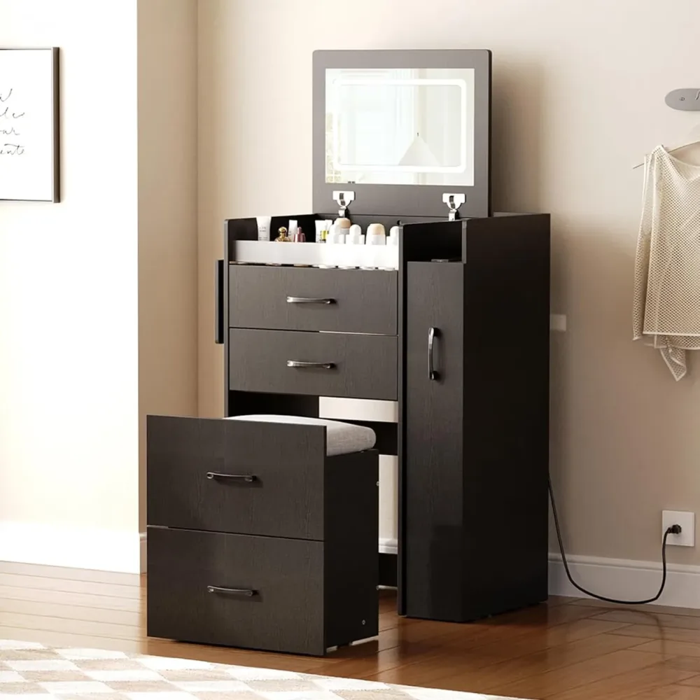 Vanity Desk 3 in led black