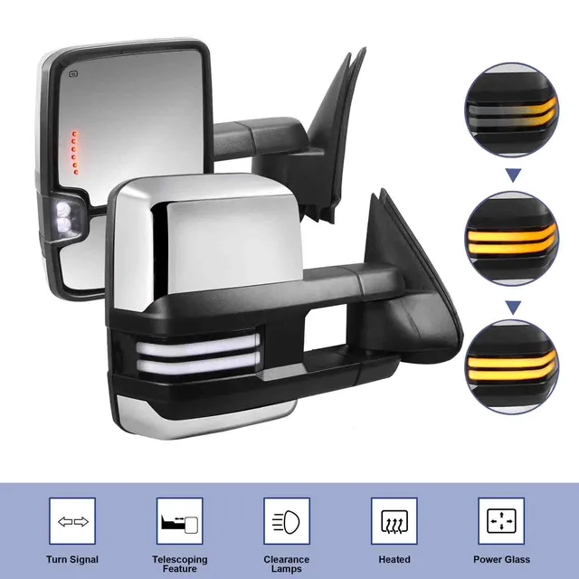 Tow Mirror led telescoping yellow