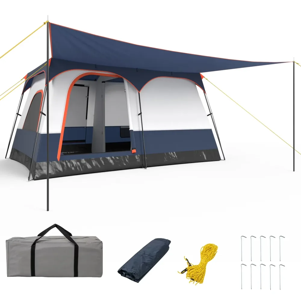 Camping Tent blue 6-8 people 6.3 ft