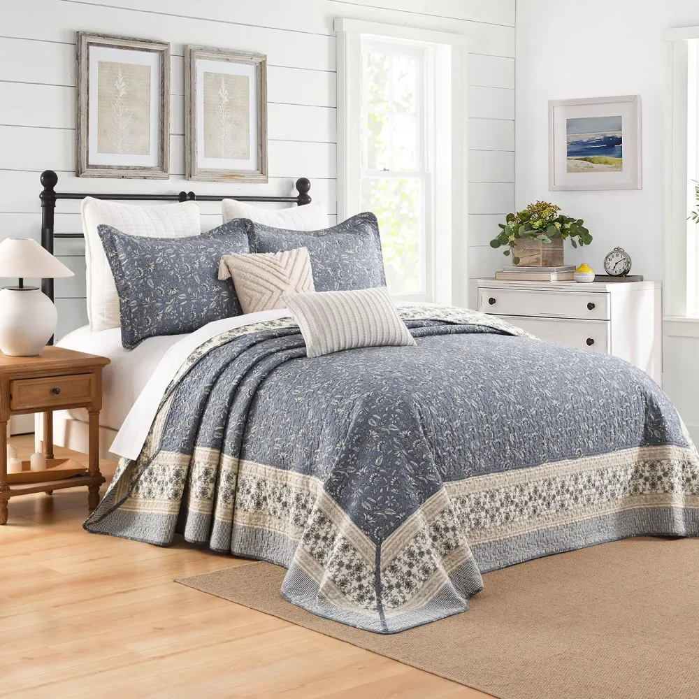Bedding blue gray beige