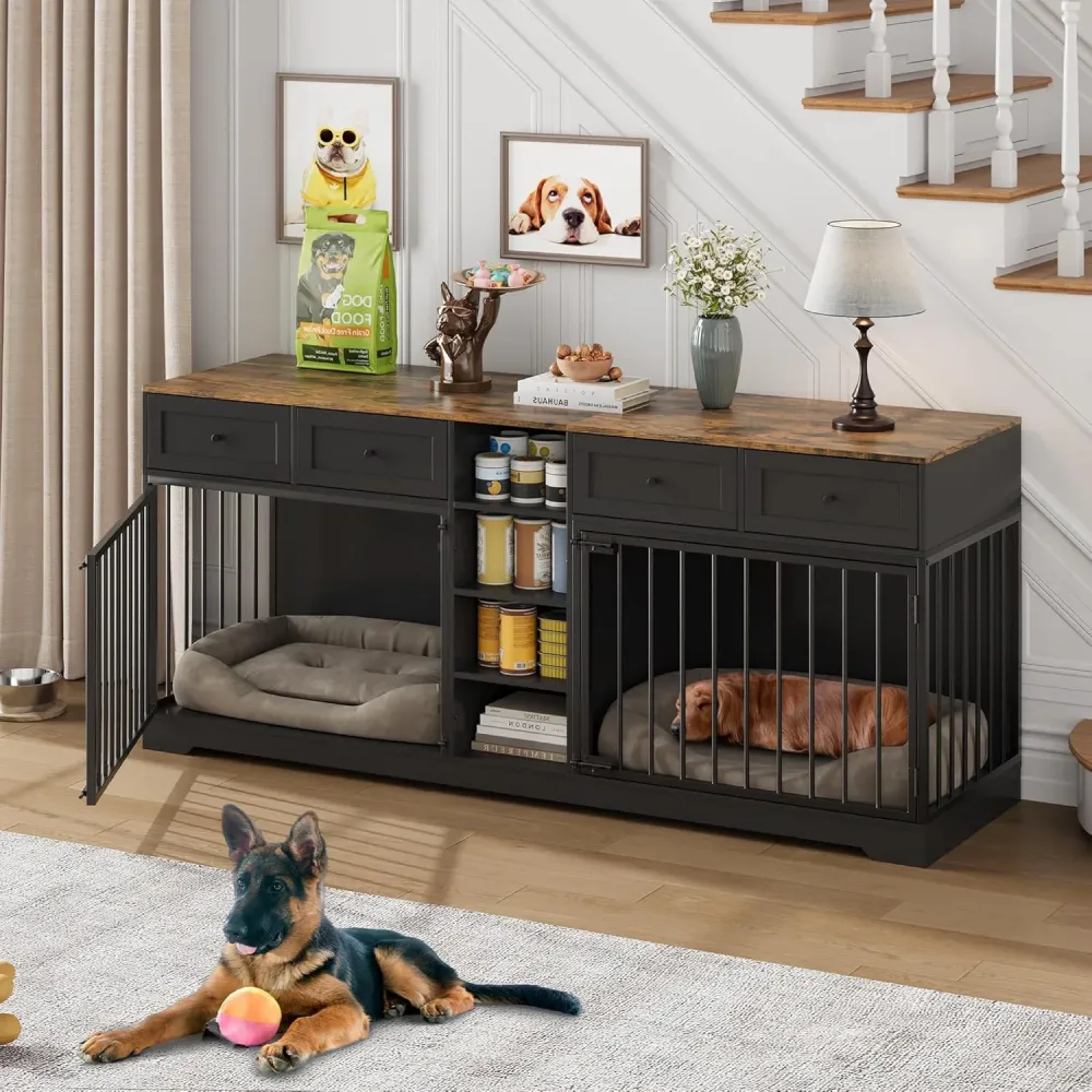 Dog Crate 82" white black