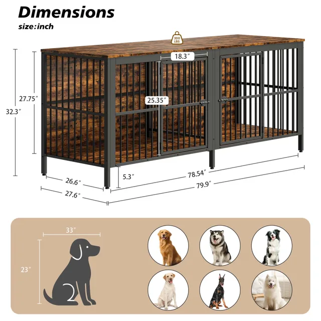 Dog Crate 80" 1 pack brown