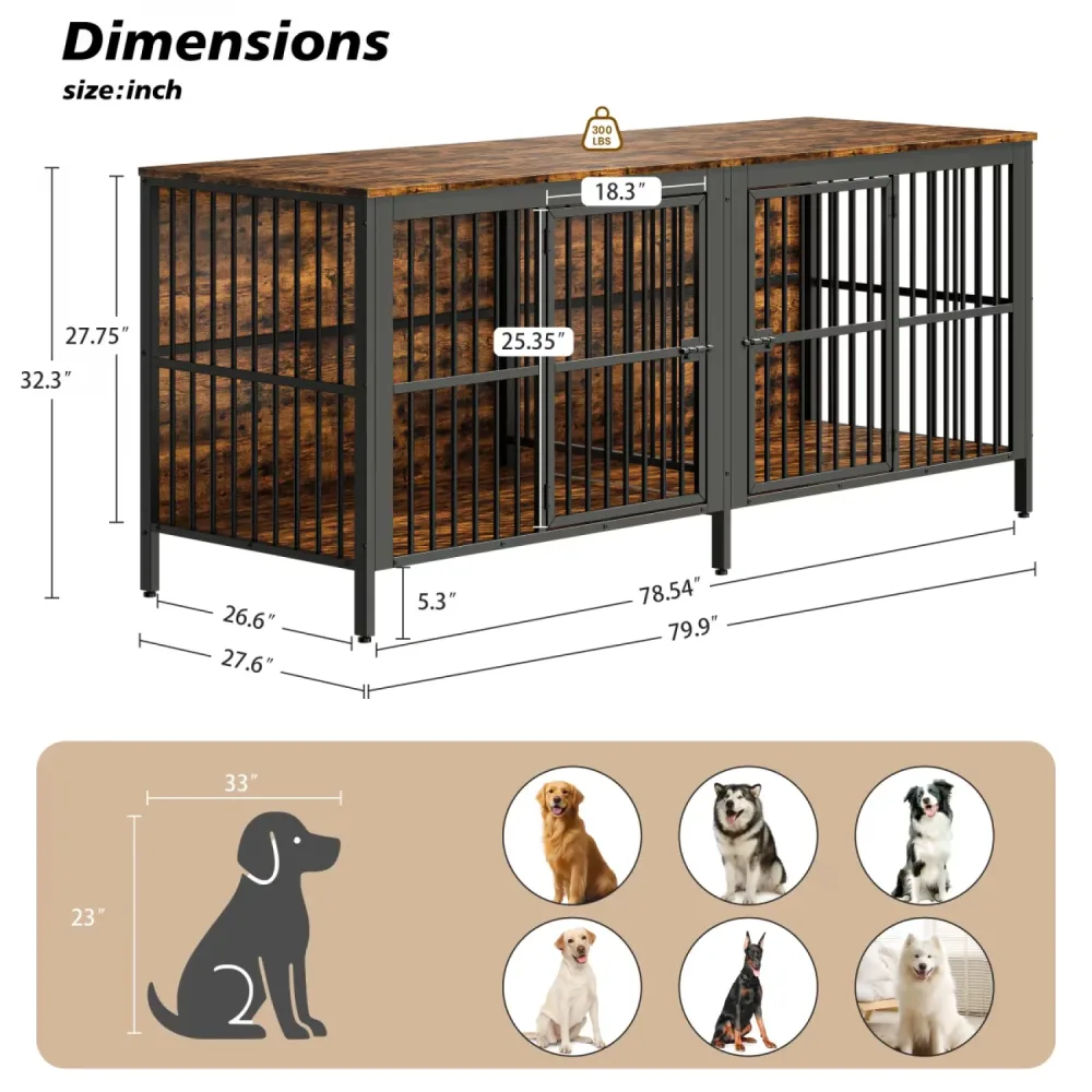 Dog Crate 80" 1 pack brown